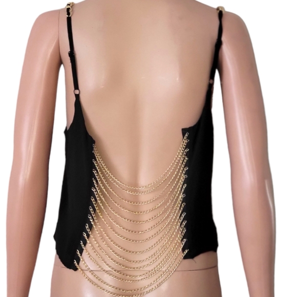 Black sheer blouse with gold links - Picture 3 of 3